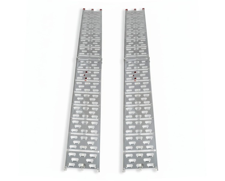 Zestaw dwóch ramp aluminiowych z perforacją i udźwigiem 340 kg na rampę